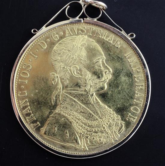 A Franz Joseph I gold 4 ducats, 1915, AUNC, net weight of coin 13.96grams